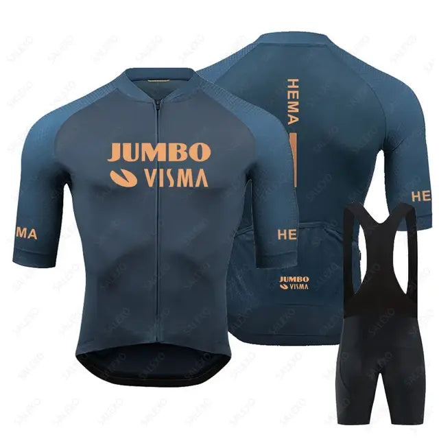 Jumbo Visma Team Cycling Jersey Set 2023 Men Summer Cycling Clothing