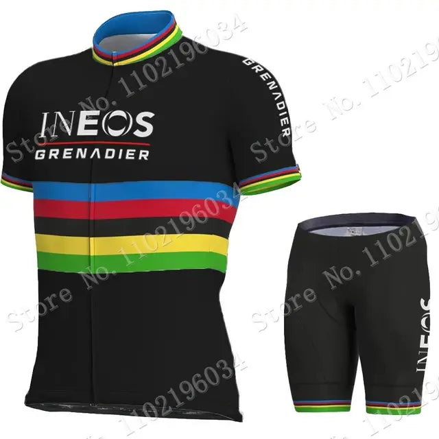 White Ineos Grenadier Team 2024 Cycling Jersey Set Short World Champion