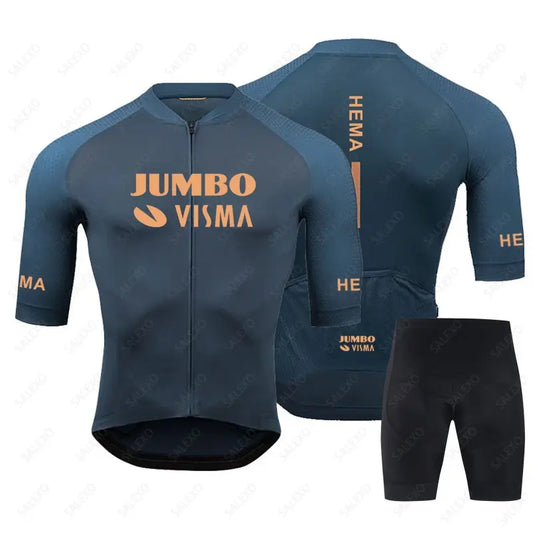 Jumbo Visma Team Cycling Jersey Set 2023 Men Summer Cycling Clothing